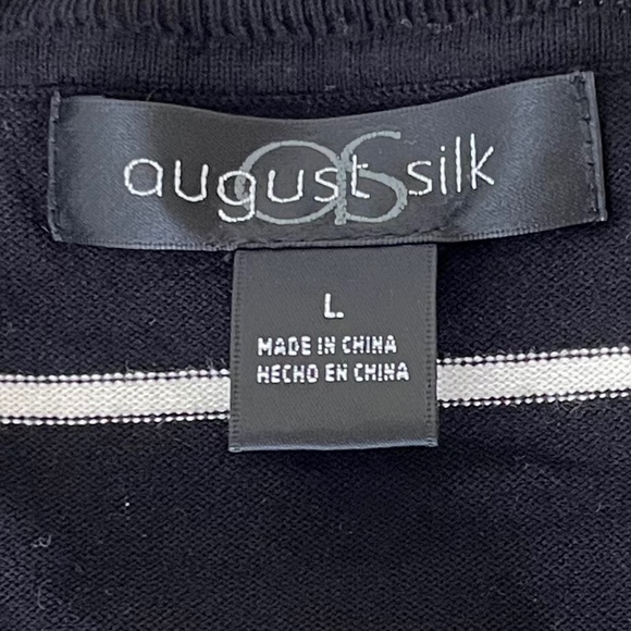 August Silk Women’s Black/White Striped Cardigan size L - Picture 8 of 9